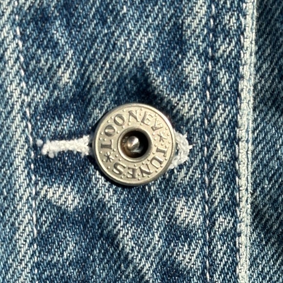 Vintage Tweety Bird Denim Jacket Looney Tunes Embroidered Warner Bros M/L 90s - Picture 5 of 6